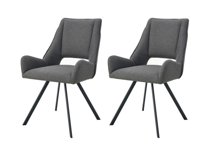 Stuhl >Helen< 2er Set in anthrazit, Webstoff - 56x91x63cm (BxHxT)