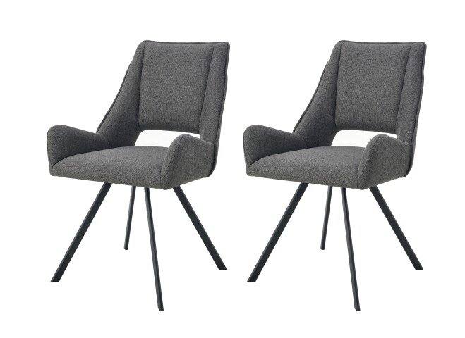 Stuhl >Helen< 2er Set in anthrazit, Webstoff - 56x91x63cm (BxHxT)