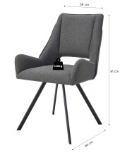 Stuhl >Helen< 2er Set in anthrazit, Webstoff - 56x91x63cm (BxHxT)