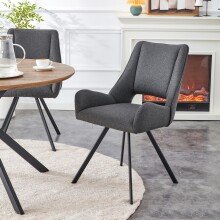 Stuhl >Helen< 2er Set in anthrazit, Webstoff - 56x91x63cm (BxHxT)