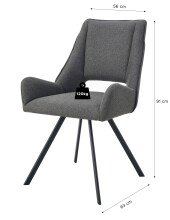 Stuhl >Helen< 2er Set in anthrazit, Webstoff - 56x91x63cm (BxHxT)