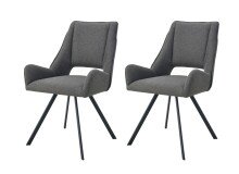 Stuhl >Helen< 2er Set in anthrazit, Webstoff - 56x91x63cm (BxHxT)