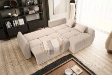 Ecksofa >Sancho Long< in beige, Cord - 255x107x155cm (BxHxT)