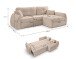 Ecksofa >Sancho Long< in beige, Cord - 255x107x155cm (BxHxT)