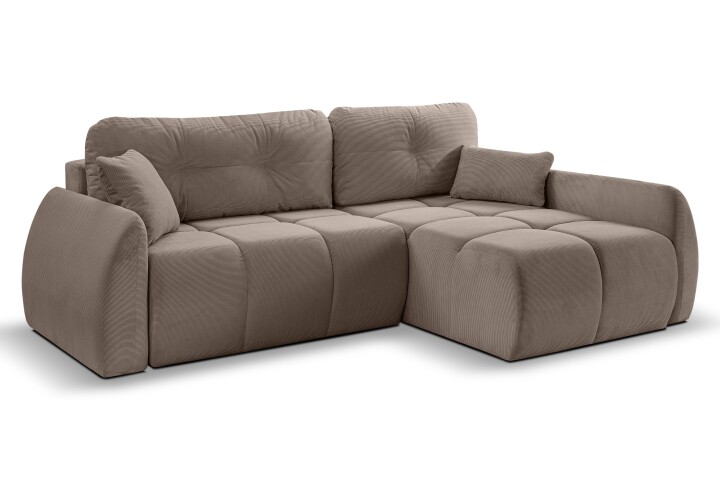 Ecksofa >Sancho Long< in braun-beige, Cord - 255x107x155cm (BxHxT)