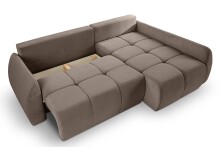 Ecksofa >Sancho Long< in braun-beige, Cord - 255x107x155cm (BxHxT)