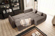 Ecksofa >Sancho Long< in braun-beige, Cord - 255x107x155cm (BxHxT)