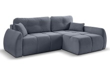 Ecksofa >Sancho Long< in blau-grau, Cord - 255x107x155cm (BxHxT)