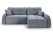 Ecksofa >Sancho Long< in blau-grau, Cord - 255x107x155cm (BxHxT)