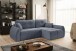 Ecksofa >Sancho Long< in blau-grau, Cord - 255x107x155cm (BxHxT)