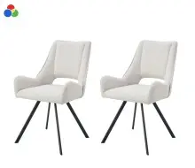 Stuhl >Helen< 2er Set in creme, Webstoff -...