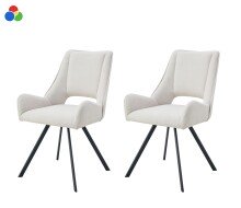 Stuhl >Helen< 2er Set in creme, Webstoff -...