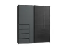 Schwebetürenschrank >BALI< in GRAPHIT / GLAS...