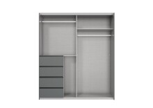 Schwebetürenschrank >BALI< in GRAPHIT / GLAS SCHWARZ - 180x208x64cm (BxHxT)