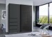 Schwebetürenschrank >BALI< in GRAPHIT / GLAS SCHWARZ - 180x208x64cm (BxHxT)