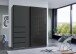 Schwebetürenschrank >BALI< in GRAPHIT / GLAS SCHWARZ - 180x208x64cm (BxHxT)