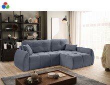 Ecksofa >Sancho Long< in blau-grau, Cord -...