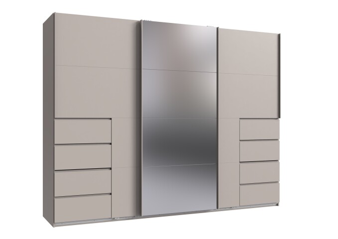 Schwebetürenschrank >BALI< in KASCHMIR / SPIEGEL - 270x208x64cm (BxHxT)
