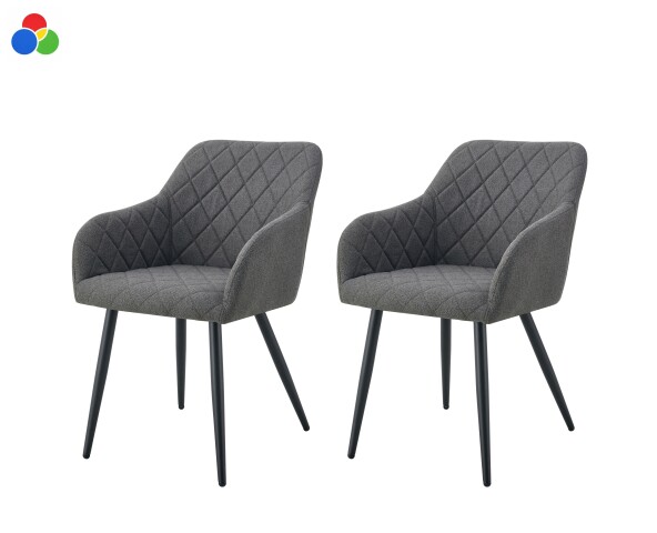 Stuhl >Lea< 2er Set in anthrazit, Webstoff - 56x83x60cm (BxHxT)
