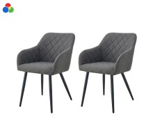 Stuhl >Lea< 2er Set in anthrazit, Webstoff -...