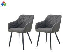 Stuhl >Lea< 2er Set in anthrazit, Webstoff -...