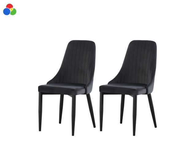 Stuhl >Claudia< 2er Set in anthrazit, Velouroptik - 44x88x58cm (BxHxT)