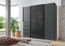Schwebetürenschrank >BALI< in GRAPHIT / GLAS...