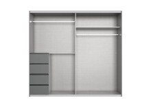 Schwebetürenschrank >BALI< in GRAPHIT / GLAS SCHWARZ - 225x208x64cm (BxHxT)