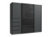 Schwebetürenschrank >BALI< in GRAPHIT / GLAS SCHWARZ - 225x208x64cm (BxHxT)