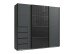 Schwebetürenschrank >BALI< in GRAPHIT / GLAS SCHWARZ - 225x208x64cm (BxHxT)
