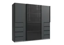 Schwebetürenschrank >BALI< in GRAPHIT / GLAS...