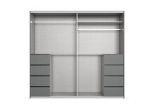 Schwebetürenschrank >BALI< in GRAPHIT / GLAS SCHWARZ - 225x208x64cm (BxHxT)