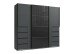 Schwebetürenschrank >BALI< in GRAPHIT / GLAS SCHWARZ - 225x208x64cm (BxHxT)