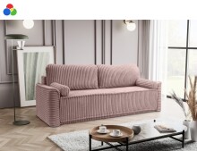 Schlafsofa >Grubs< in rosa, Cord - 225x96x93cm (BxHxT)