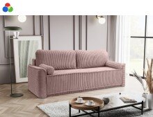 Schlafsofa >Grubs< in rosa, Cord - 225x96x93cm (BxHxT)