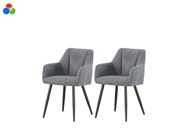 Stuhl >Bella< 2er Set in anthrazit, Chenille-Optik - 55x82x62cm (BxHxT)