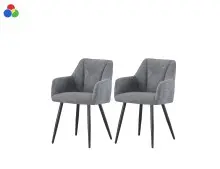 Stuhl >Bella< 2er Set in anthrazit, Chenille-Optik...