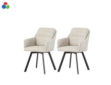 Stuhl >Sophie< 2er Set in creme, Chenille-Optik -...