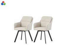 Stuhl >Sophie< 2er Set in creme, Chenille-Optik -...