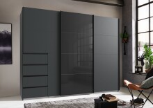 Schwebetürenschrank >BALI< in GRAPHIT / GLAS...