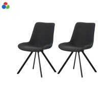 Drehstuhl >Emilia< 2er Set in anthrazit, Webstoff -...