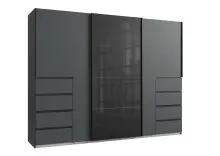 Schwebetürenschrank >BALI< in GRAPHIT / GLAS...