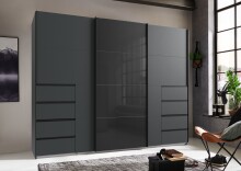 Schwebetürenschrank >BALI< in GRAPHIT / GLAS...