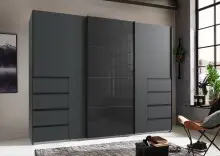 Schwebetürenschrank >BALI< in GRAPHIT / GLAS...