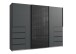 Schwebetürenschrank >BALI< in GRAPHIT / GLAS SCHWARZ - 270x208x64cm (BxHxT)