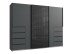 Schwebetürenschrank >BALI< in GRAPHIT / GLAS SCHWARZ - 270x208x64cm (BxHxT)