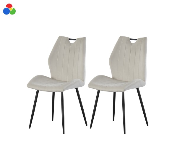 Esszimmerstuhl >Christin< 2er Set in creme, Velouroptik - 52x75x58cm (BxHxT)