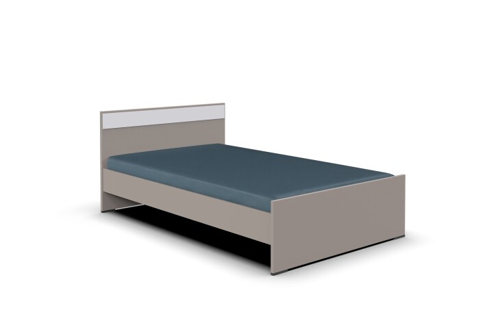 Einzelbett >BAHAMAS< in SAHARAGRAU + WEISS - 126x80x210cm (BxHxT)