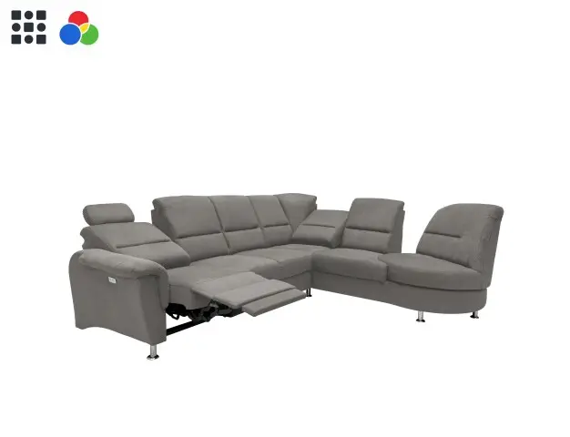 Ecksofa >Ludwigshafen< in 1219 Toro anthrazit - 236x113x275cm (BxHxT)