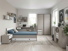 Bett >BAHAMAS< in SAHARAGRAU + WEISS - 146x80x210cm...